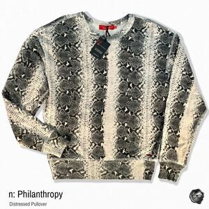 N:PHILANTHROPY LAUREN PYTHON FRENCH TERRY CREWNECK SWEATSHIRT SNAKESKIN PRINT